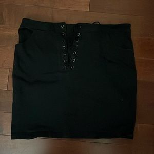 Forever 21 black denim lace up skirt size L